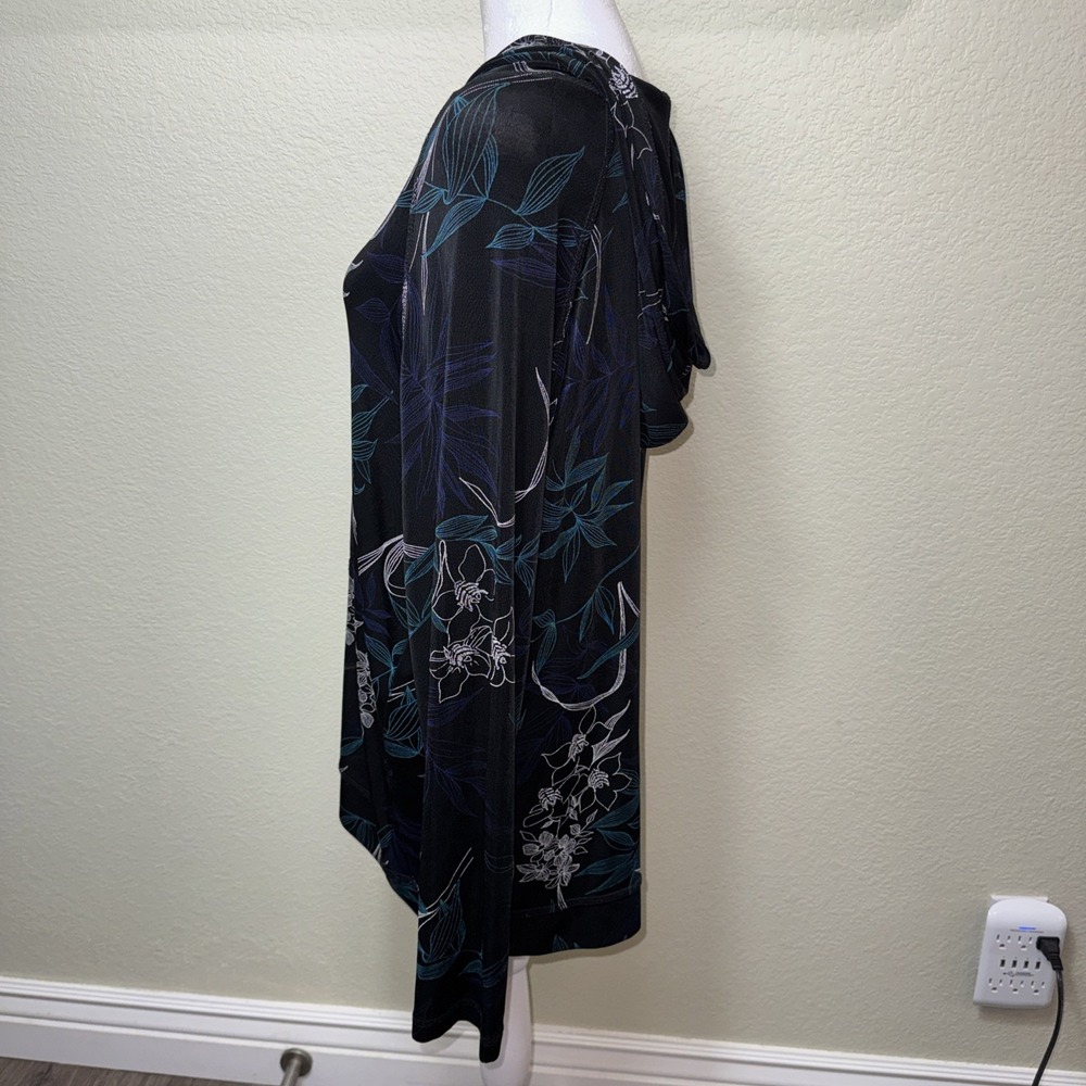 Chico's Travelers Ethereal Midnight Floral Zip Hoodie - Dark Botanical Luxe XL - Picture 4 of 6